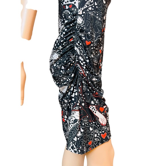 Just Cavalli Black Punk Rock Print Dress Stretchy Fabric Size 44 Fit Medium - Picture 6 of 15